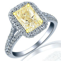 1.61 Carat Yellow Radiant Diamond Engagement Ring 18k White Gold Split Shank - $3,260.37