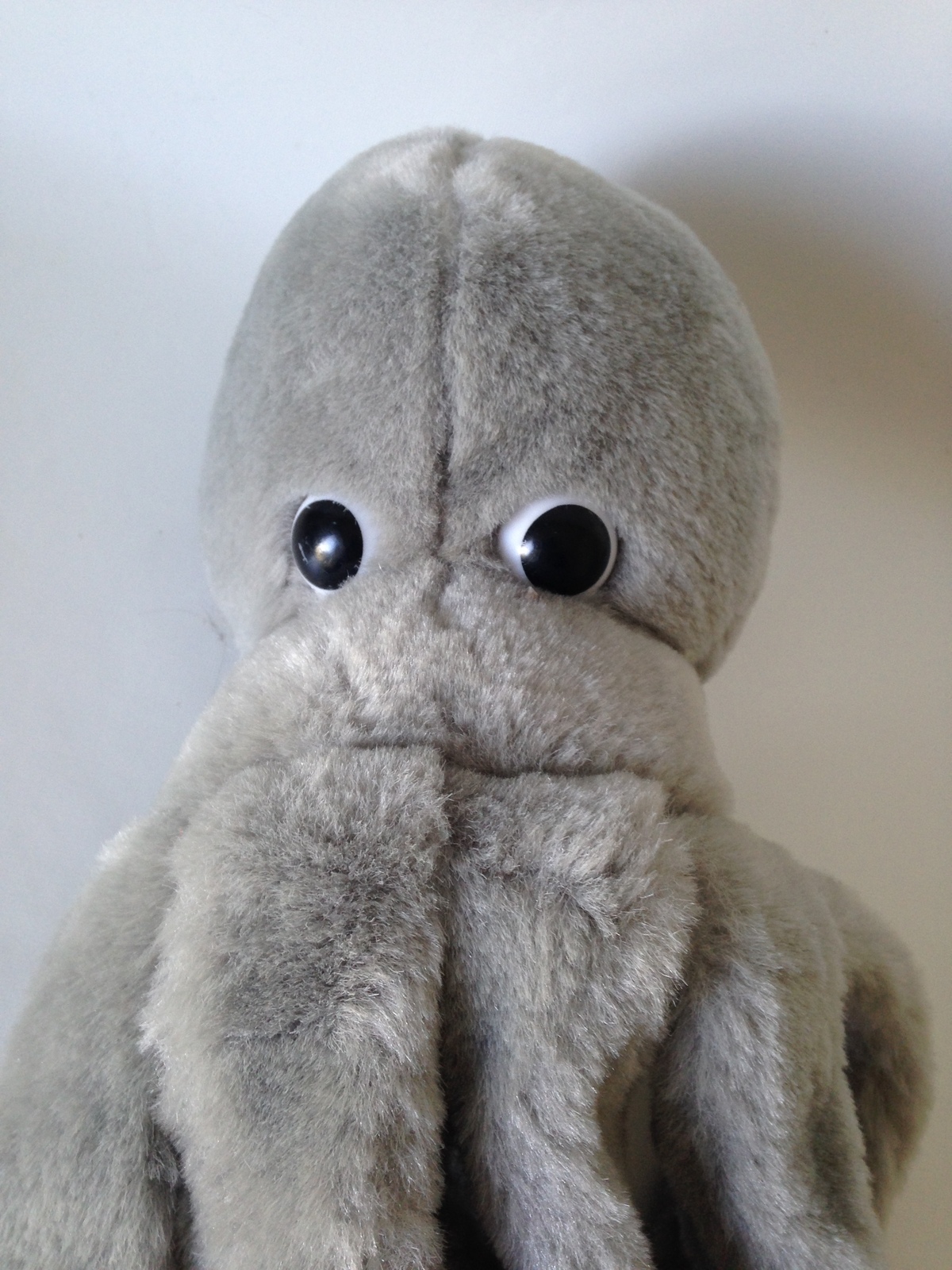 white and grey octopus plush