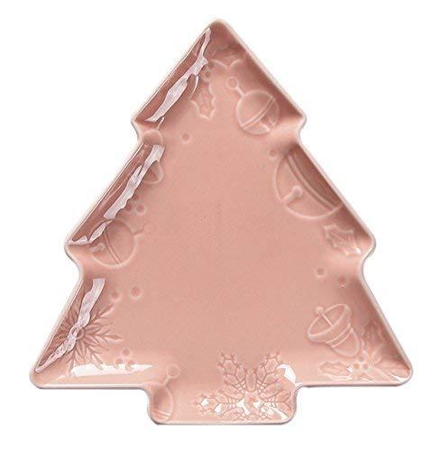 Primary image for Creative Cute Ceramic Party Meal Plate, Pink Christmas Tree Shape