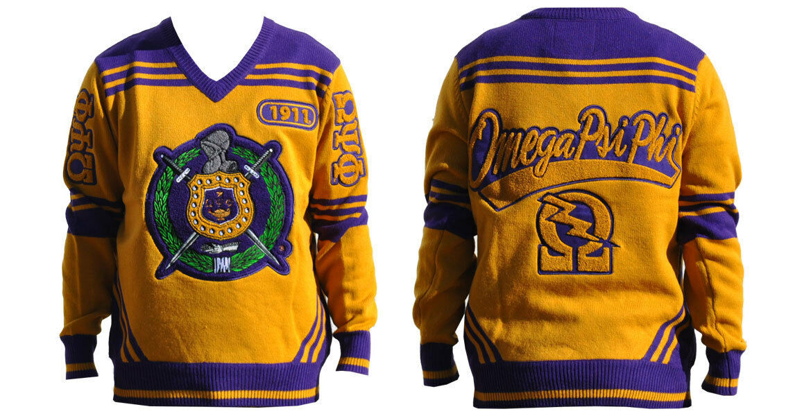 Omega Psi Phi V-neck Sweater 1911 Gold - Sweaters