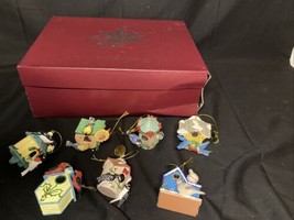 Danbury Mint Backyard Birdhouse Christmas Ornaments complete set of 7 W/ Box - $38.69