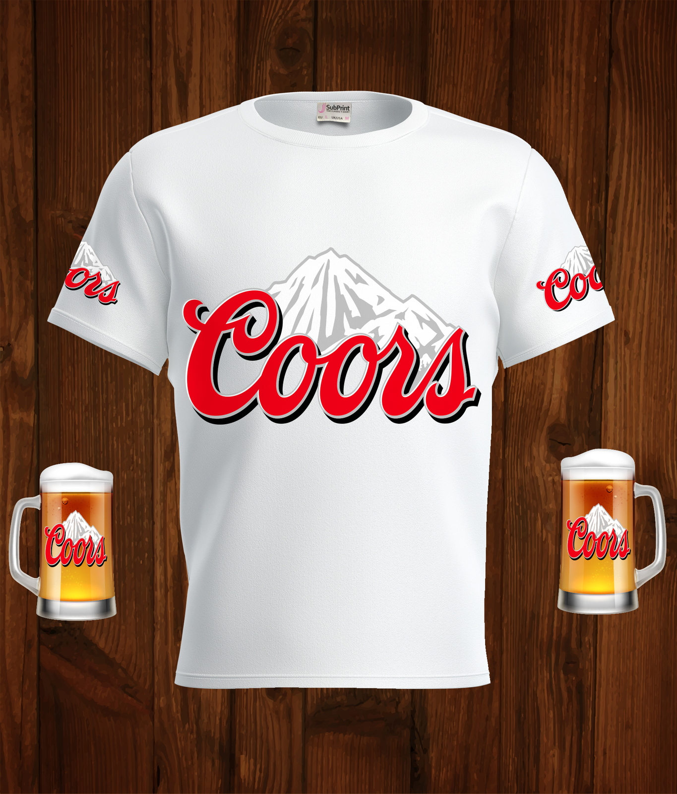 Coors Beer Logo White Short Sleeve  T-Shirt Gift New Fashion