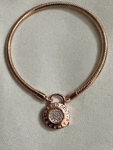 Pandora Rose Gold Plated CZ Signature Padlock Bracelet 19mm 7.5&quot; - $149.95