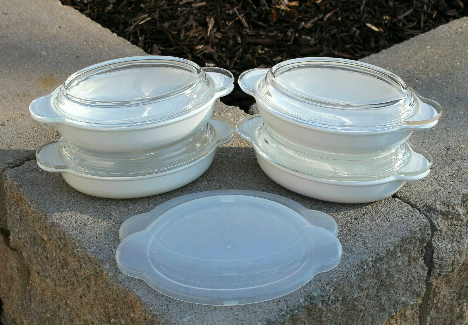 Set Of 4 Corning Ware Casserette Oval Grab It Au Gratin Dishes W/Lids P ...