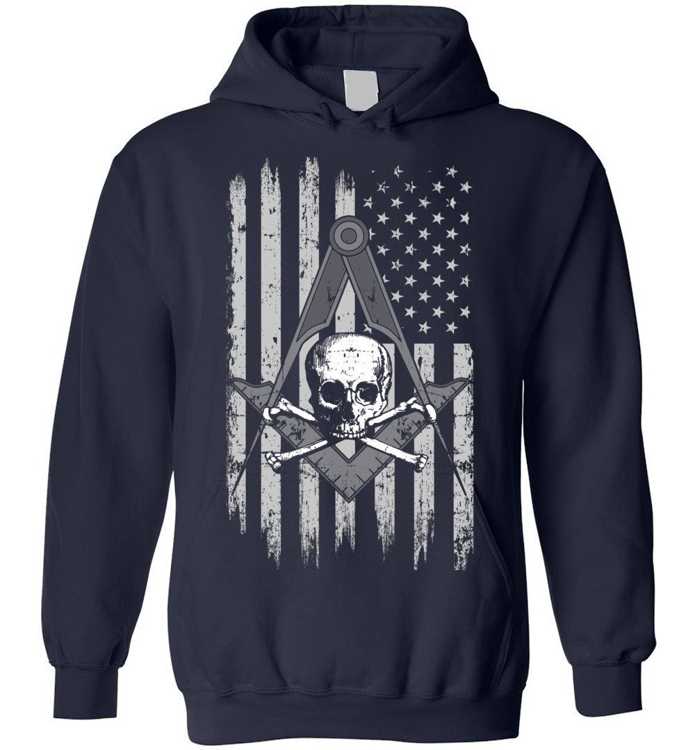 Freemason - Mens Master Mason American Flag Masonic Skull Blend Hoodie ...