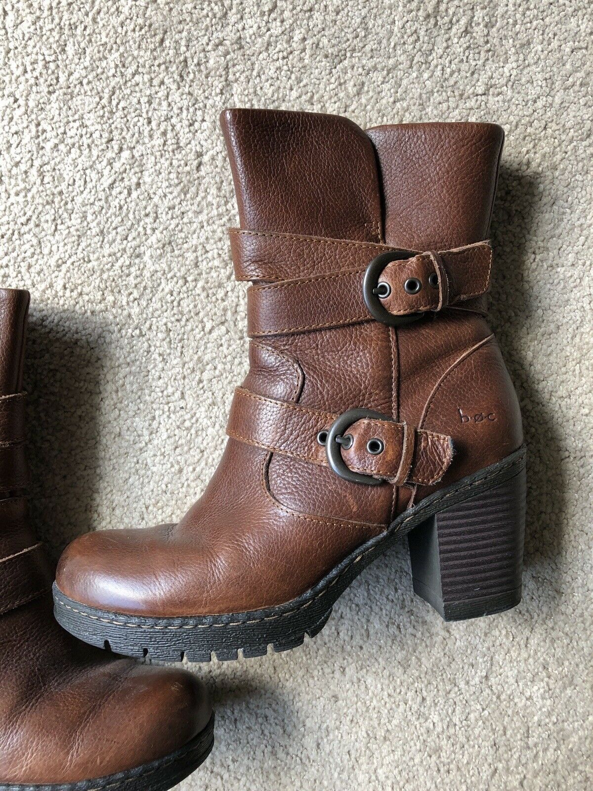 BOC Born Women's Size 7 Brown Leather Mid Calf Boots Josephine C08523 ...