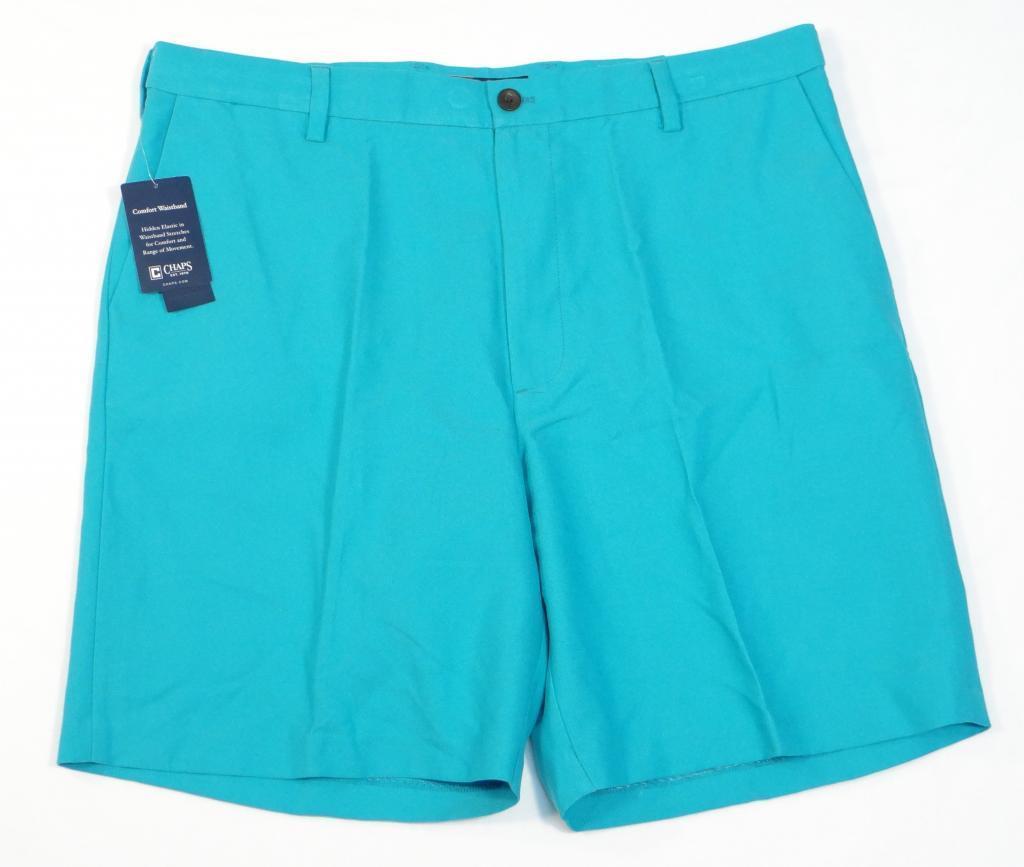 Chaps Comfort Waistband Persian Green Flat Front Casual Shorts Men's ...