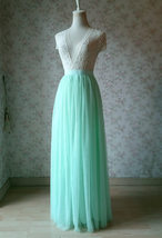 MINT GREEN Full Tulle Skirt Women High Waisted Plus Size Wedding Tulle Skirt image 2