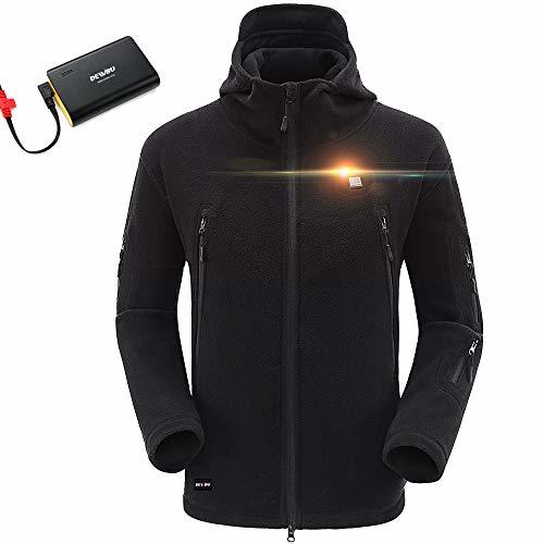 DEWBU Men's FullZip Polar Fleece Heated Hoodie with 6600mAh USB