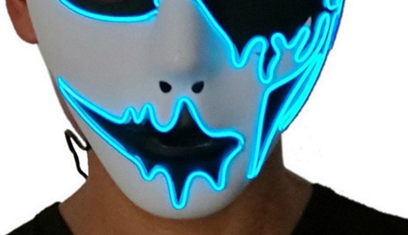 Three Light Modes EL Wire Ghost Mask LED Light Up Neon Mask Halloween