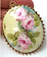 Handpainted Floral Cabochon Pendant - 2 1/8 inches - $45.00