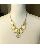 Gem Bib Necklace Gold Tone Chunky Yellow Faceted Jeweled Statement Piece... - $14.84