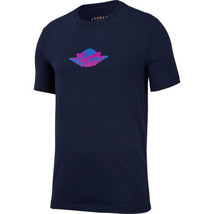 Air Jordan Mashup Wings Classic Men&#39;s T-Shirt Navy-Vivid Purple AT8902-451 - $30.00
