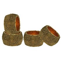 Prisha India Craft Beaded Napkin Rings Set of 4 dark gold - 1.5 Inch in Size-Per - $24.85