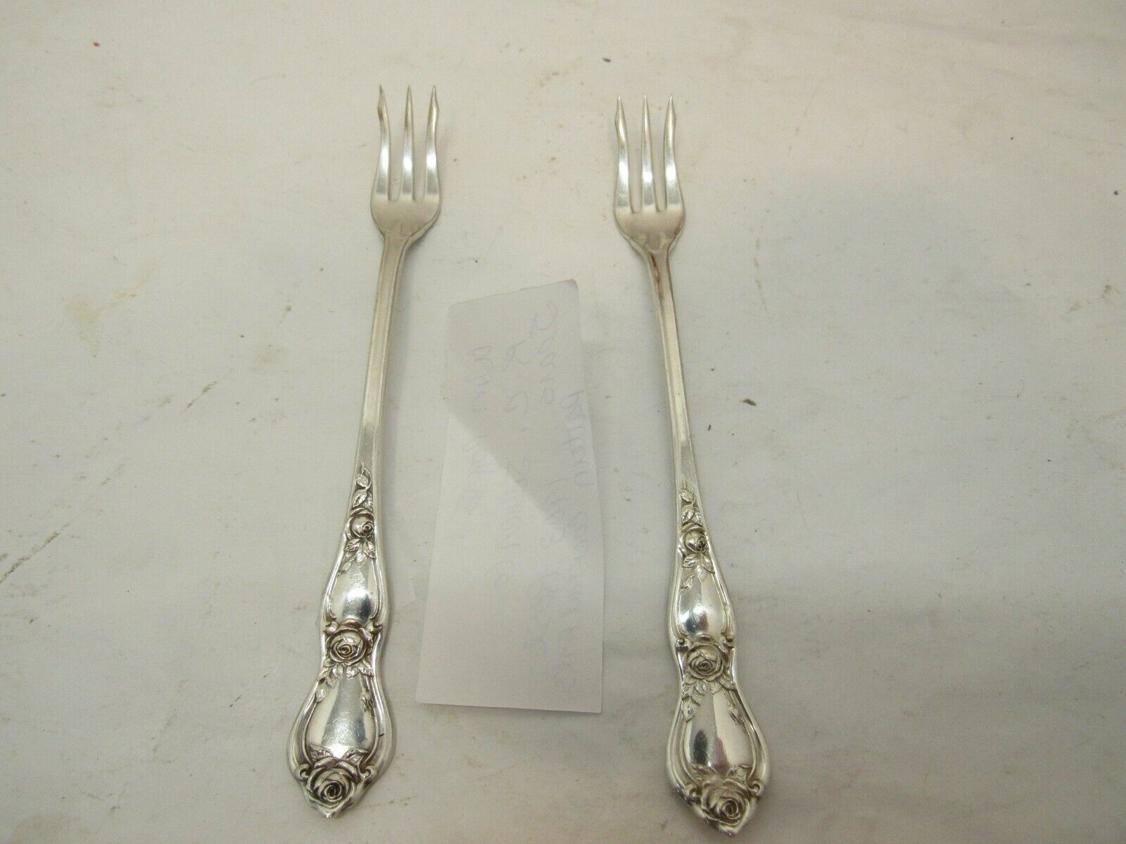 2 WM Rogers Silverplate Cocktail Forks 5 3/4'' 1903 Rose Pattern R.C.Silver Co - $12.86