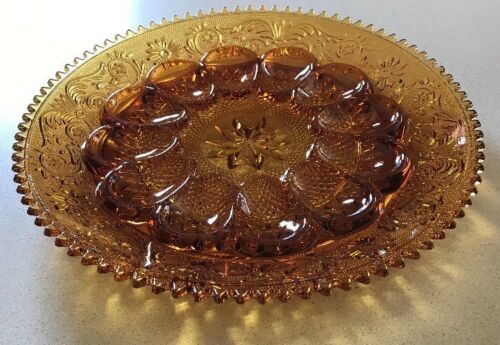 Vintage Amber Tiara Exclusives Indiana Glass Egg Platter Sandwich Glass Plate