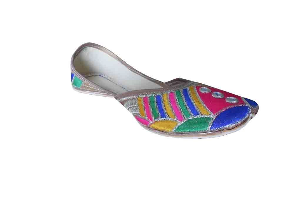 Women Shoes Indian Jutties Handmade Flip-Flops Leather Punjabi Mojari US 5.5-8.5 - $42.99