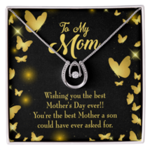 Son to Mother The Best Lucky Horseshoe Necklace Message Card 14k w CZ Crystals - $61.70+