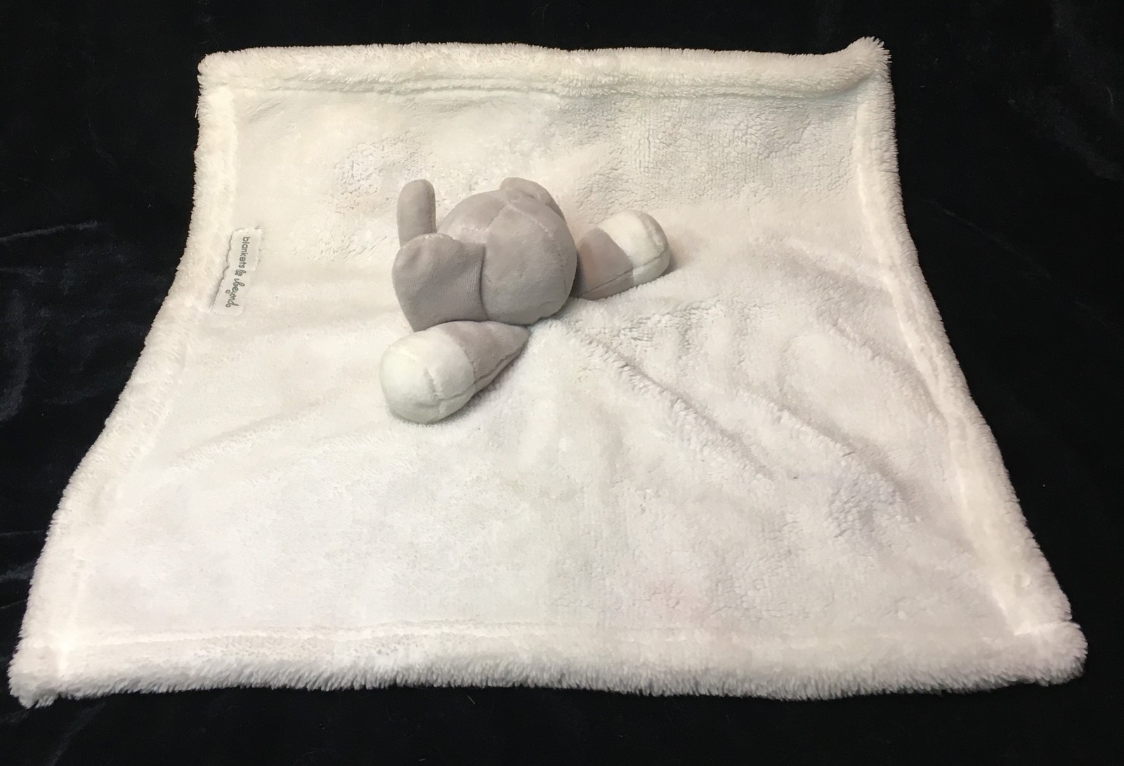 Blankets and Beyond Elephant Gray White Baby Fleece Plush Lovey