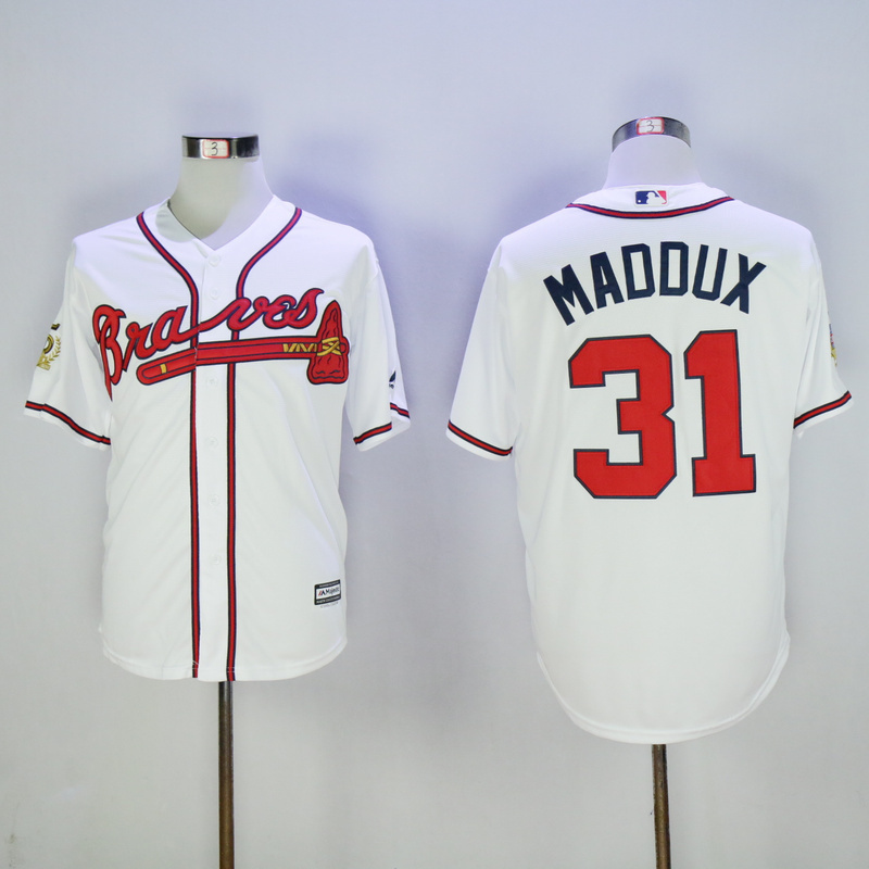 Men's Atlanta Braves 31 Greg Maddux Navy Blue Cool Base Baseball Jersey