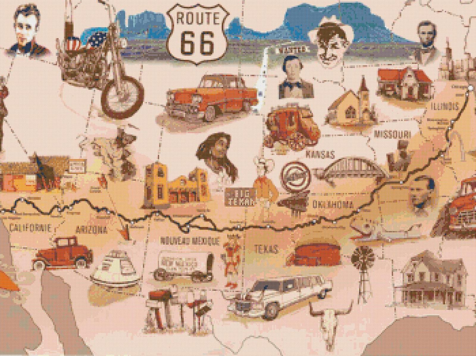 Counted cross stitch pattern american route 66  pdf 350x262 stitches BN1913