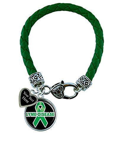 Holly Road Lyme Disease Green Leather Bracelet Jewelry Choose Your Text
