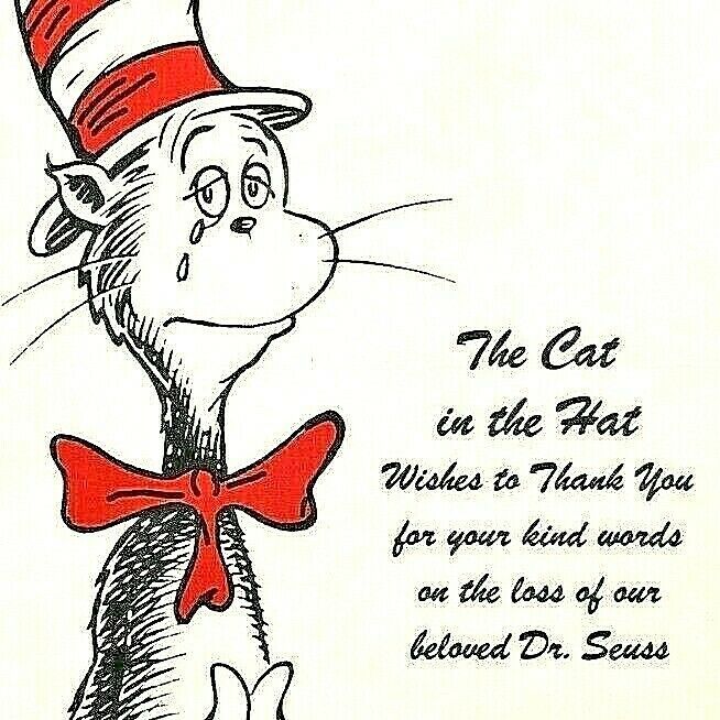 The Cat In The Hat ~ Dr. Suess ~ Death Thank You Card ~ 1991 ~ Very 
