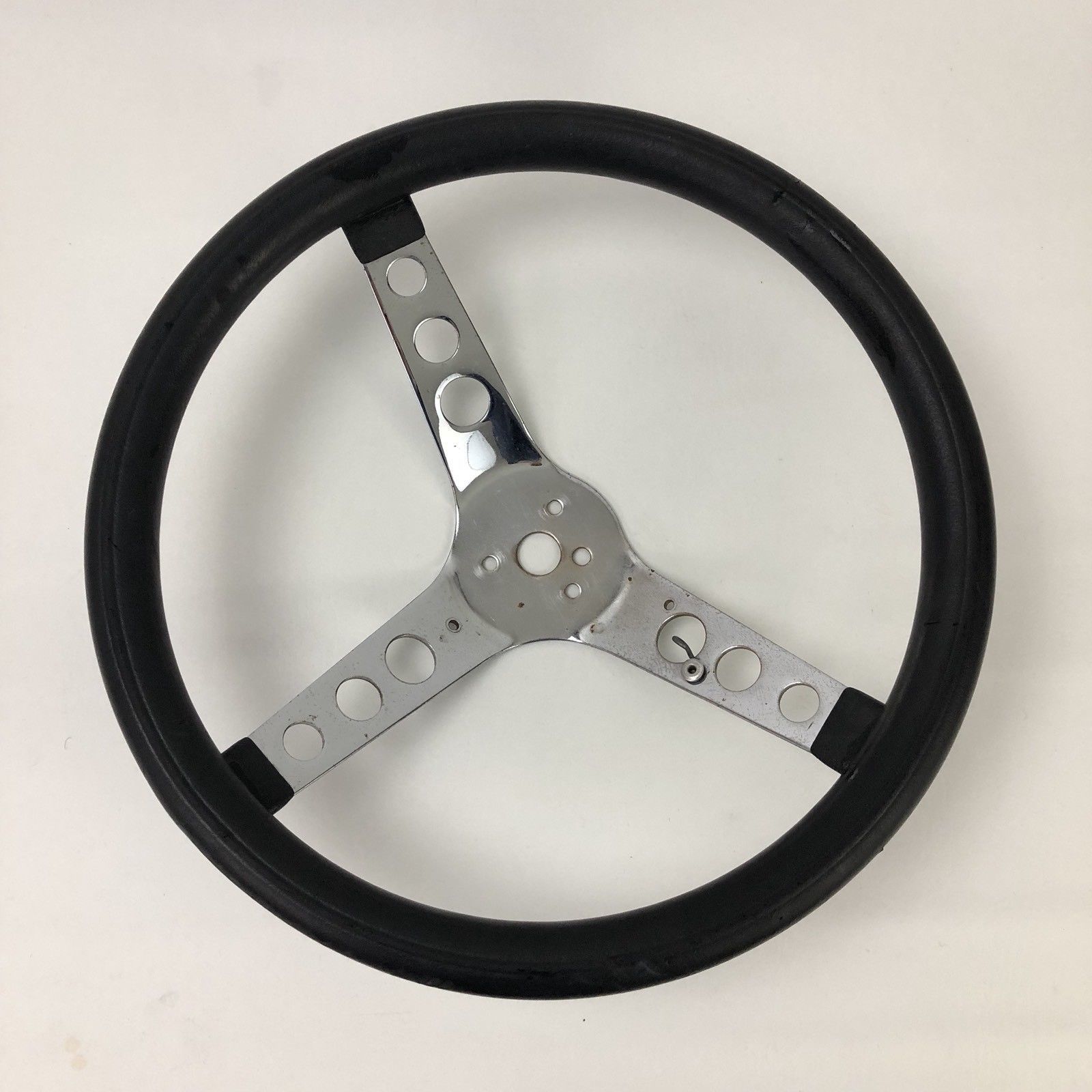 60s Vtg Metal & Black Rubber steering wheel Hot Rod Rat Truck