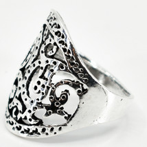Bohemian Inspired Silver Tone Ornate Swirl Polka Dot Filigree Statement Ring image 2