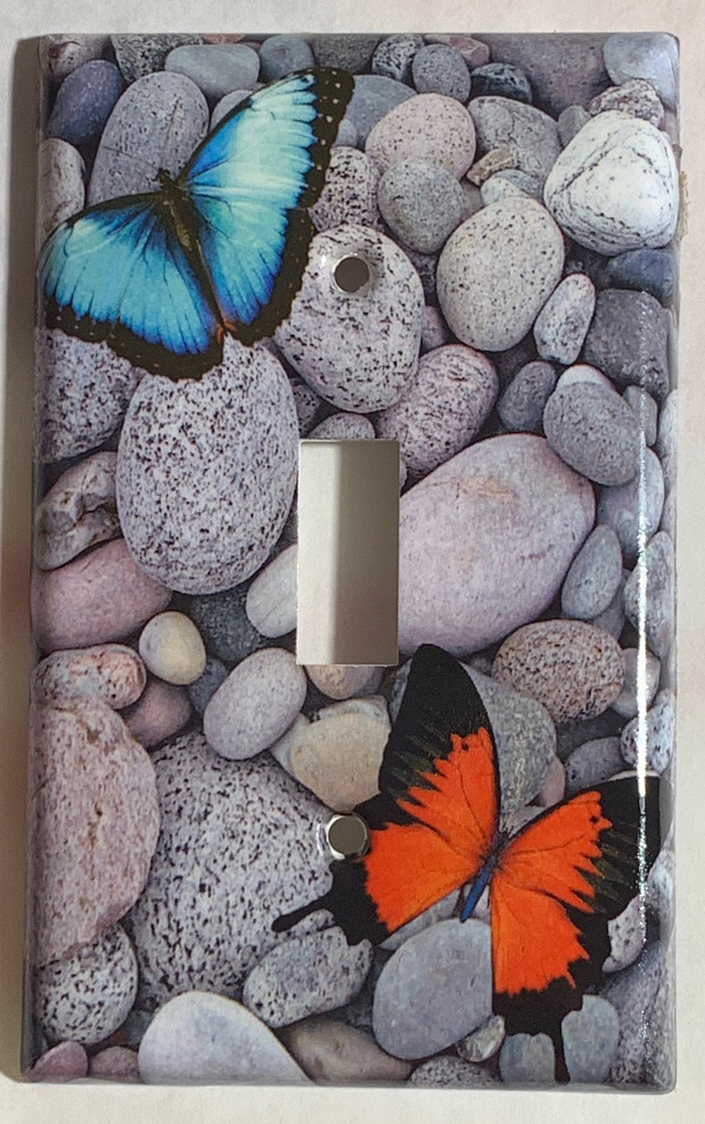 Butterflies Blue Orange river rock Switch Outlet wall Cover Plate home decor