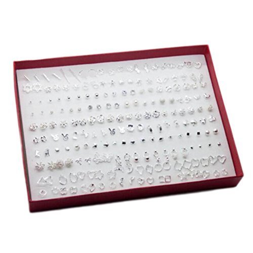 Primary image for 100 Pairs Silver Ear Ornaments Allergy-free Ear Stud Earrings Random Pattern