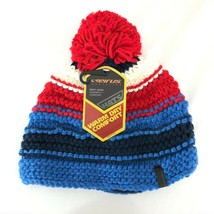 Seirus Beanie Hat Knit Pom Striped Warm Dry Comfort Red White Blue One Size - $12.59