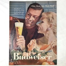  Budweiser Beer Vintage Magazine Print Ad 1957 Where There&#39;s Life There&#39;... - $9.47