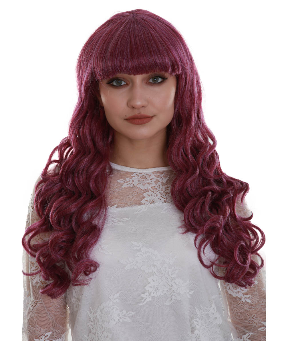 Hpo - Gothic diva | women's violet color curly medium length trendy gothic diva wig