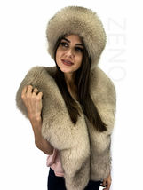 Fox Fur Boa 70' + Tails / Wristbands / Headband Saga Furs Light Beige Fur Stole image 7