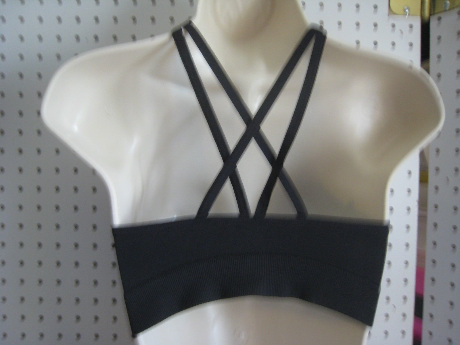 New Victoria Secret Black Sports Bra Cross Straps Back Mesh Front
