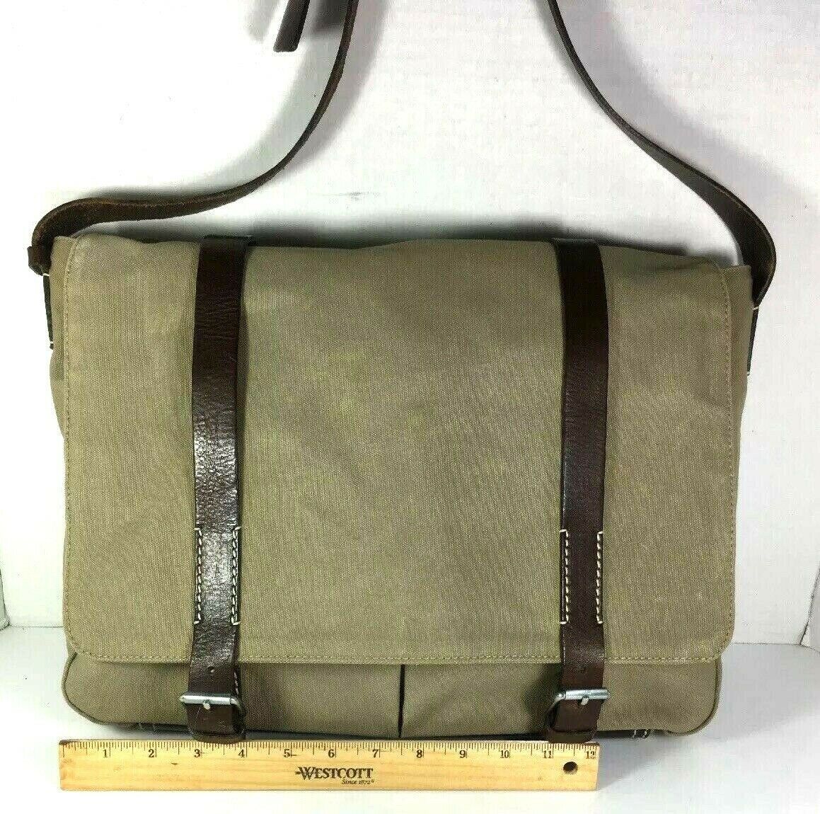 Banana Republic Large Canvas and Leather Trim Messenger Bag – with ...