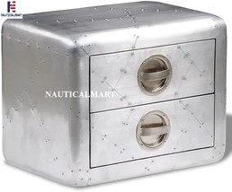 NauticalMart Aviator End Table w/ 2 Drawers Vintage Aircraft Airman Style Couch