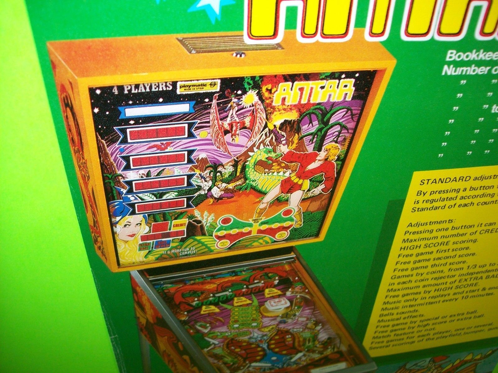Playmatic ANTAR Original Spanish Flipper Arcade Game Pinball Machine
