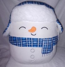 Squishmallows MANNY the SNOWMAN with Trapper Hat &amp; Scarf 12&quot;H Plush NWT - $38.49