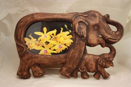 03 Elephant sawdust craft picture frame - Size 4x6 - Handmade - Memorial - Uniqu - $14.00