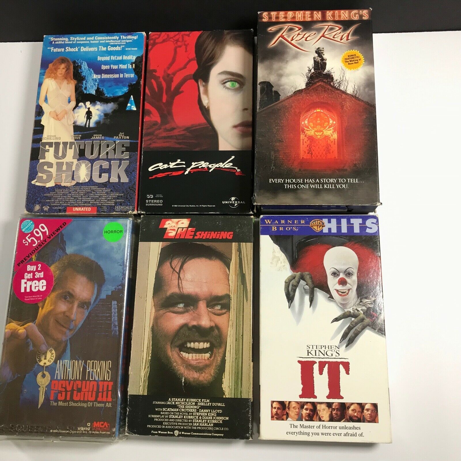 Lot of 6 Vintage HORROR VHS Scary Movies Psycho III Shining IT Future ...