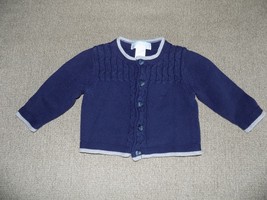 Janie &amp; Jack Navy Blue Cardigan Sweater w/ Gray Trim Size 3/6 Months Boy... - $24.08