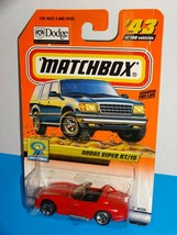 Matchbox Show Cars Series #43 Dodge Viper RT/10 Red w/ 2000 Logo - $2.97