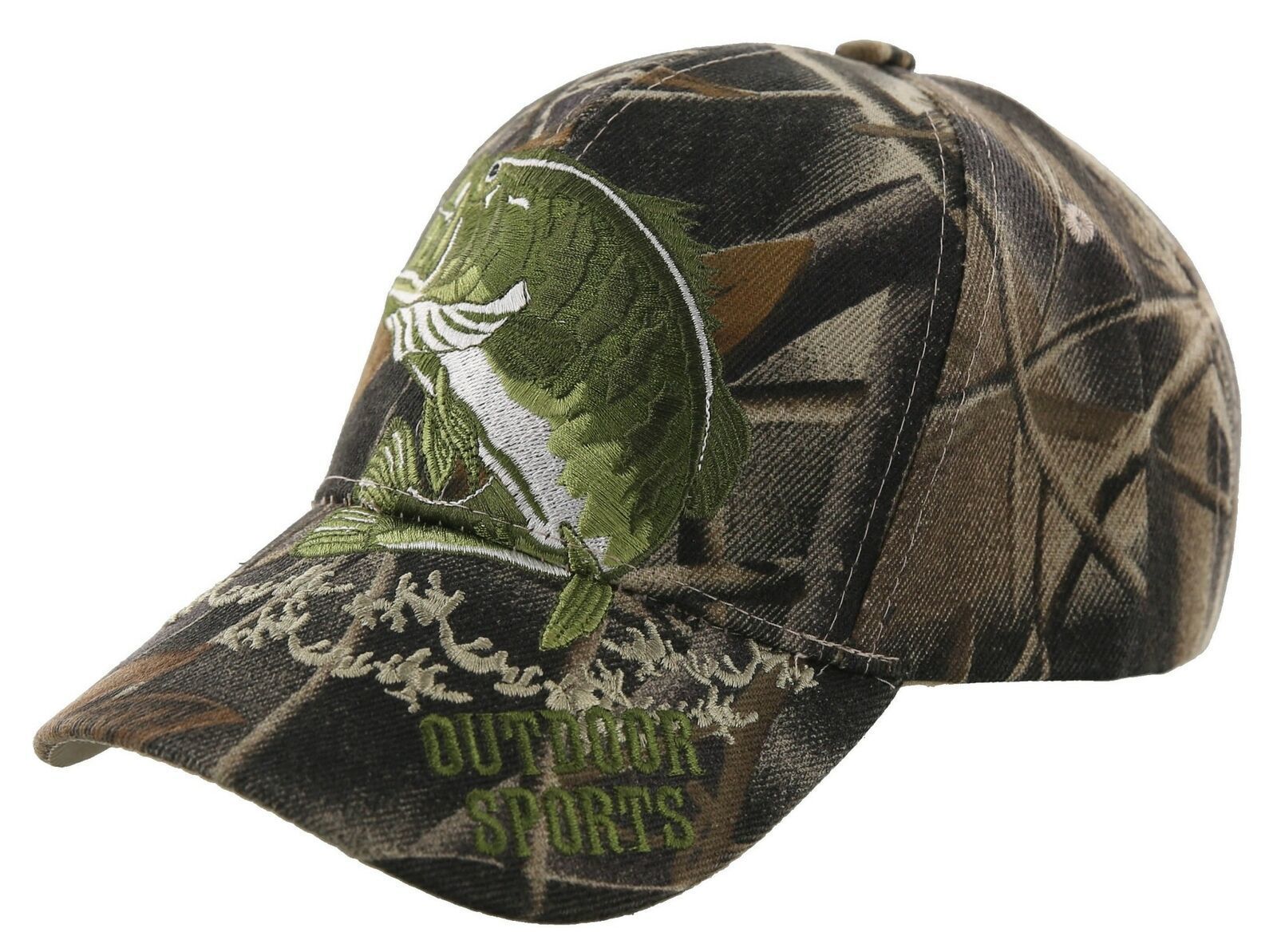 BIG BASS FISHING OUTDOOR SPORTS CAP HAT FOREST CAMO - Men's Hats