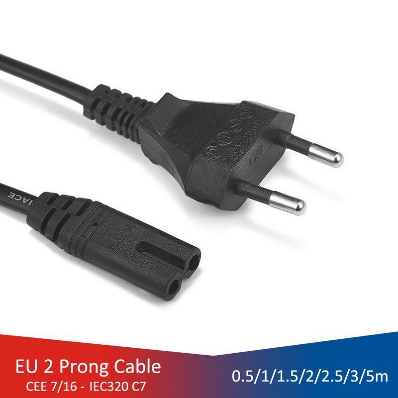 EU Power Cable 2pin IEC320 C7 Power Extension Cord For Dell Laptop Charger Canon