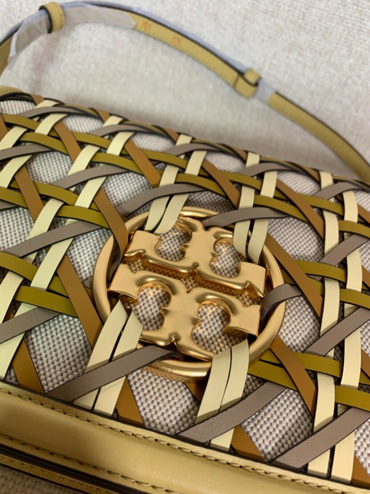 NWT Tory Burch Cornbread Miller Basket Weave Convertible Bag/Clutch