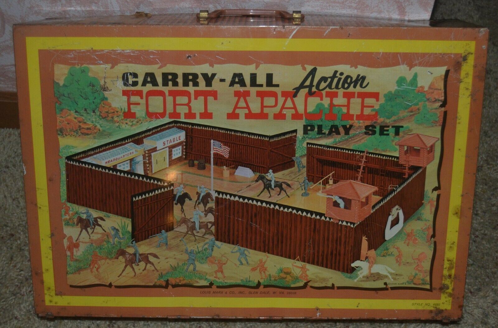 Primary image for 1968 MARX FORT APACHE CARRY ALL ACTION PARTIAL SET w/ TIN CASE #4685
