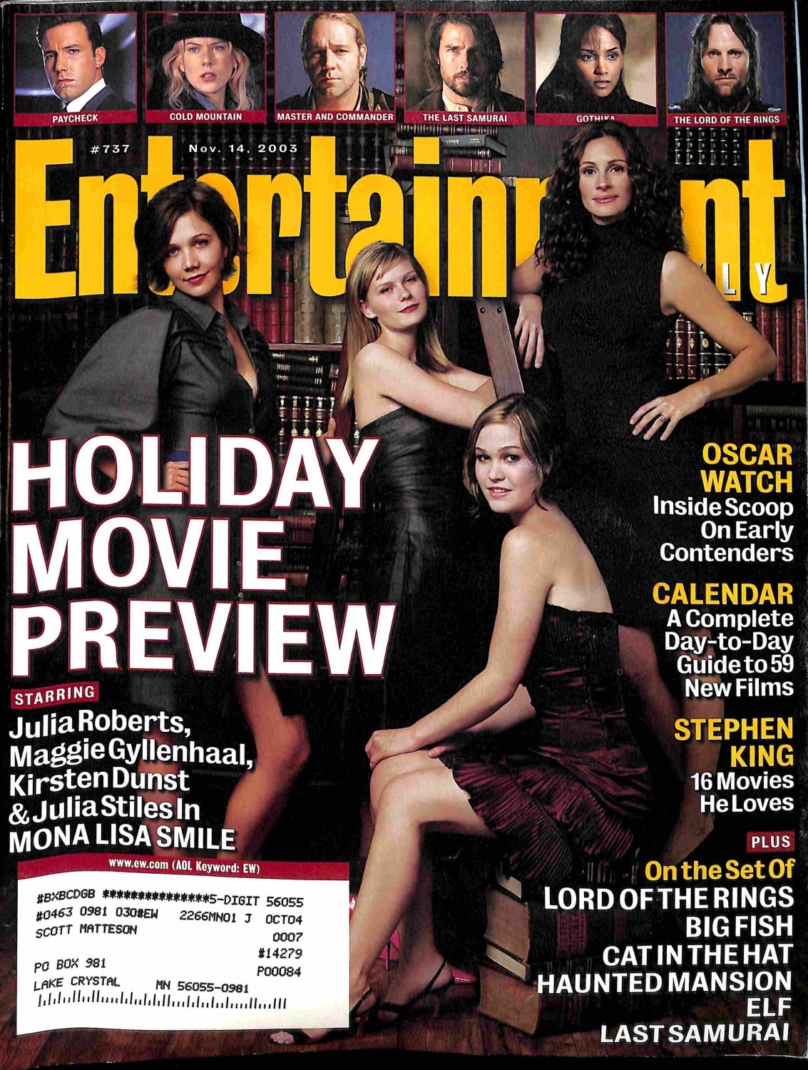 Entertainment Weekly, November 14 2003 Magazine Back Issues