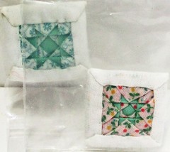 2 DOLLHOUSE Throw Pillows Alice Lacy Green Print & Pink Print Miniature - $3.71